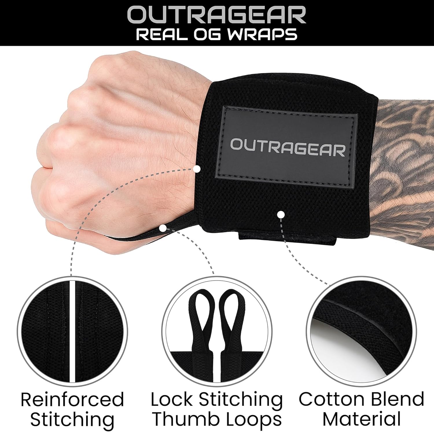 Victory Black Wrist Wraps- Powerlifting Gym Support Gear